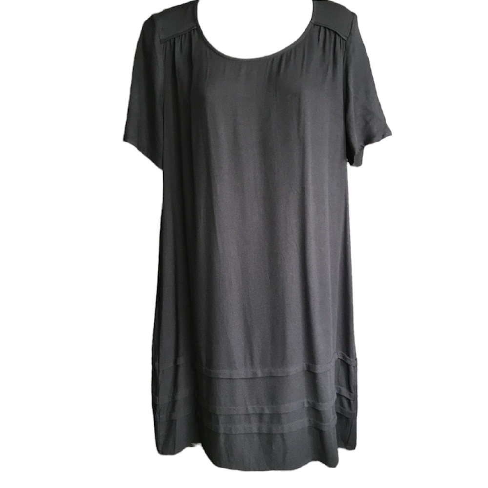 JustFab Short Sleeve Rayon Black Casual Dress – Size Small (NWT)
